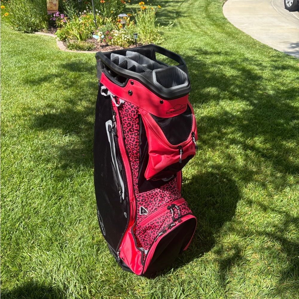 Coral and Black Leopard Print Golf Bag